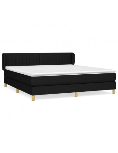 Giroletto a Molle con Materasso Nero 180x200 cm in Tessuto