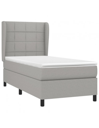 Giroletto a Molle con Materasso Grigio Chiaro 90x200 cm Tessuto