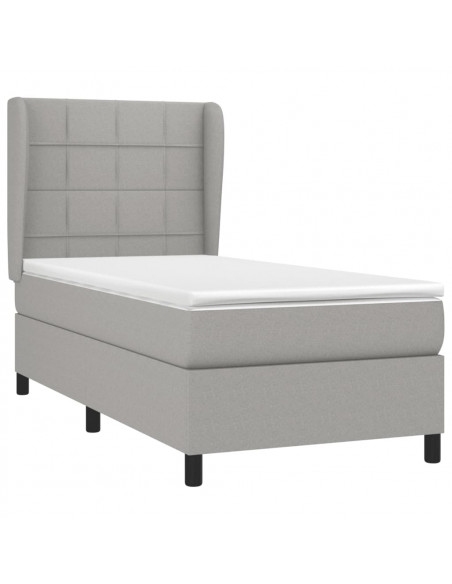 Giroletto a Molle con Materasso Grigio Chiaro 90x200 cm Tessuto