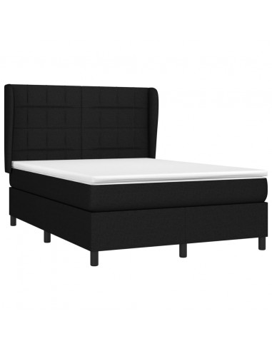 Giroletto a Molle con Materasso Nero 140x190 cm in Tessuto