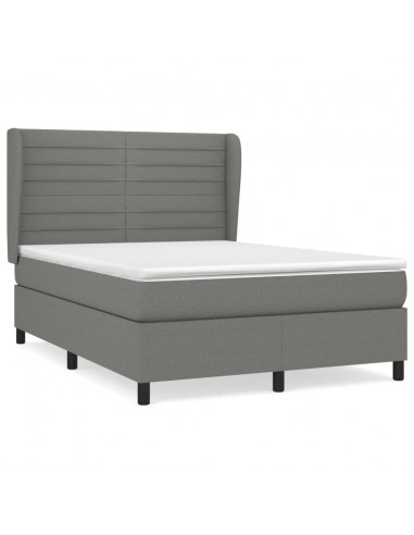 Giroletto a Molle con Materasso Grigio Scuro 140x190 cm Tessuto