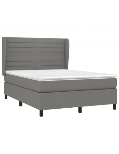 Giroletto a Molle con Materasso Grigio Scuro 140x190 cm Tessuto