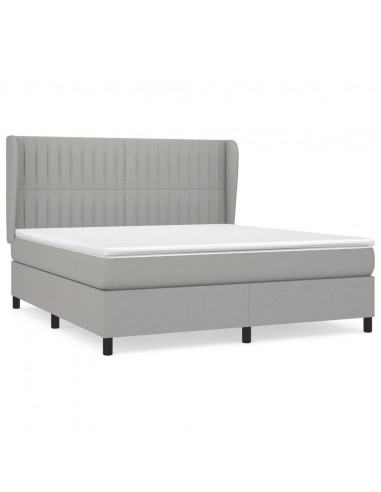 Giroletto a Molle con Materasso Grigio Chiaro180x200 cm Tessuto