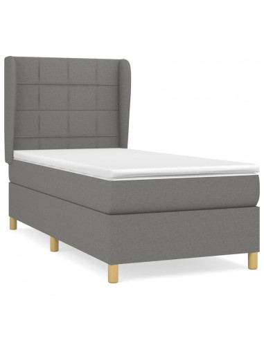 Giroletto a Molle con Materasso Grigio Scuro 100x200 cm Tessuto