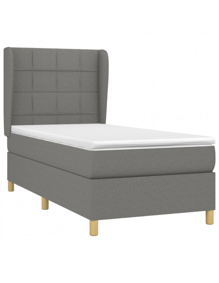 Giroletto a Molle con Materasso Grigio Scuro 100x200 cm Tessuto