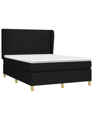 Giroletto a Molle con Materasso Nero 140x190 cm in Tessuto