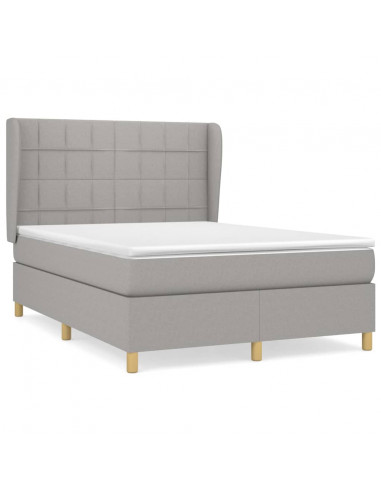 Giroletto a Molle con Materasso Grigio Chiaro 140x200cm Tessuto