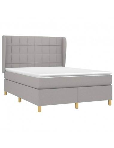 Giroletto a Molle con Materasso Grigio Chiaro 140x200cm Tessuto