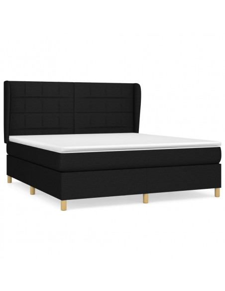 Giroletto a Molle con Materasso Nero 160x200 cm in Tessuto