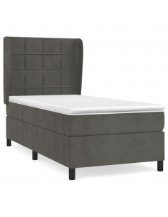 Giroletto a Molle con Materasso Grigio Scuro 90x190 cm Velluto 2