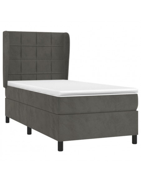 Giroletto a Molle con Materasso Grigio Scuro 90x190 cm Velluto
