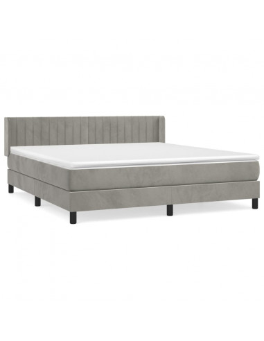 Giroletto a Molle con Materasso Grigio Chiaro 180x200cm Velluto