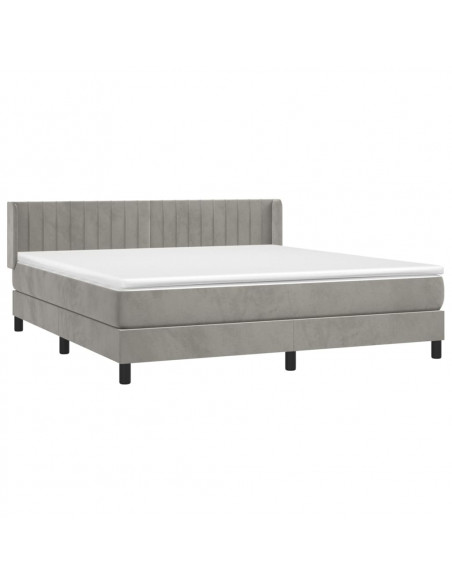 Giroletto a Molle con Materasso Grigio Chiaro 180x200cm Velluto