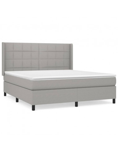 Giroletto a Molle con Materasso Grigio Chiaro160x200 cm Tessuto