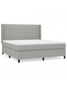 Giroletto a Molle con Materasso Grigio Chiaro180x200 cm Tessuto 2