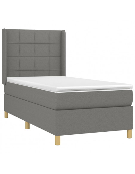 Giroletto a Molle con Materasso Grigio Scuro 90x190 cm Tessuto