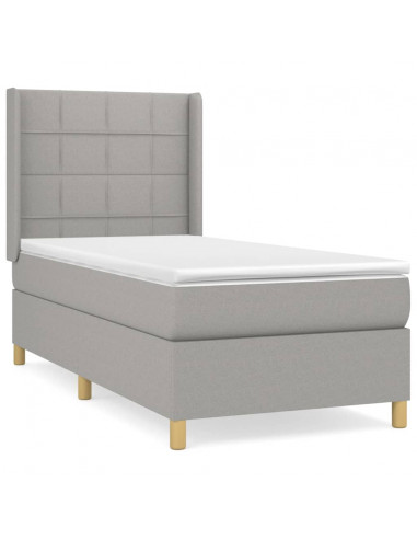 Giroletto a Molle con Materasso Grigio Chiaro 90x200 cm Tessuto