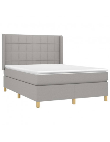 Giroletto a Molle con Materasso Grigio Chiaro 140x190cm Tessuto