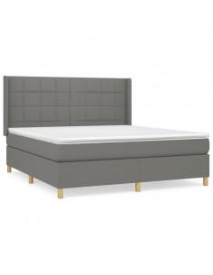 Giroletto a Molle con Materasso Grigio Scuro 160x200 cm Tessuto 2