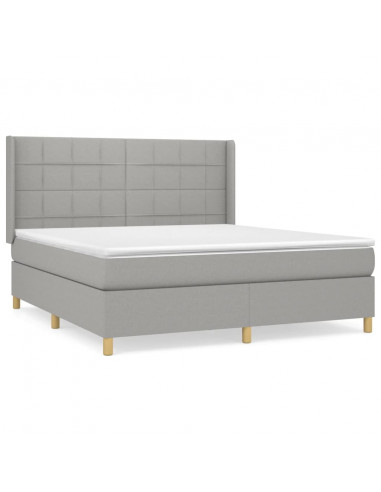 Giroletto a Molle con Materasso Grigio Chiaro160x200 cm Tessuto