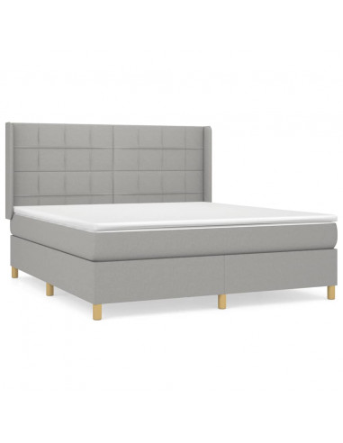 Giroletto a Molle con Materasso Grigio Chiaro180x200 cm Tessuto