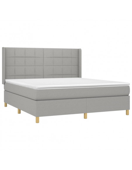Giroletto a Molle con Materasso Grigio Chiaro180x200 cm Tessuto