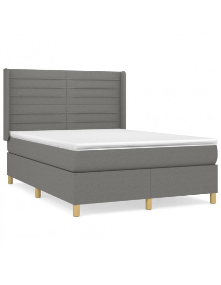 Giroletto a Molle con Materasso Grigio Scuro 140x190 cm Tessuto