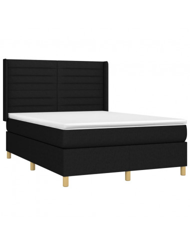 Giroletto a Molle con Materasso Nero 140x190 cm in Tessuto