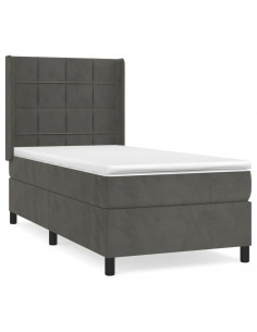 Giroletto a Molle con Materasso Grigio Scuro 90x200 cm Velluto 2