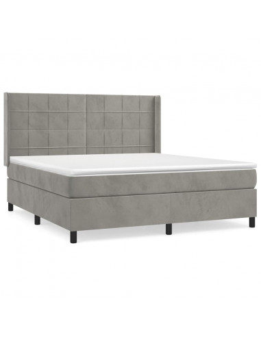 Giroletto a Molle con Materasso Grigio Chiaro 180x200cm Velluto