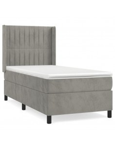 Giroletto a Molle con Materasso Grigio Chiaro 90x190 cm Velluto 2