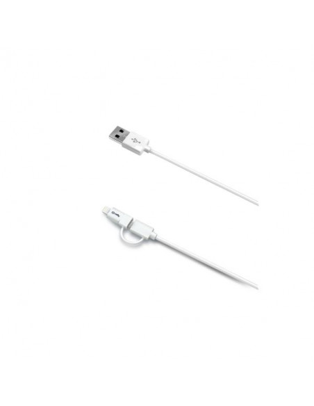 Celly Cavo dati USB MicroUSB con Adattatore Lightning Bianco 1M