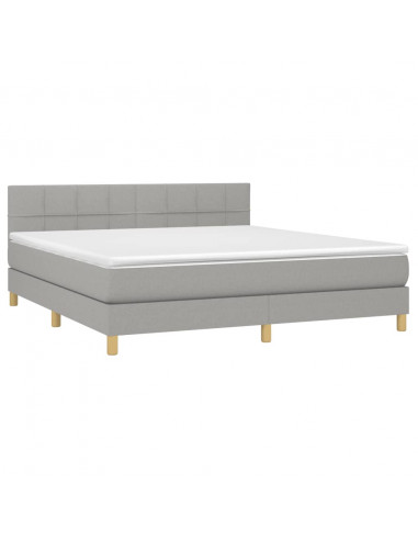 Letto a Molle Materasso e LED Grigio Chiaro 180x200 cm Tessuto
