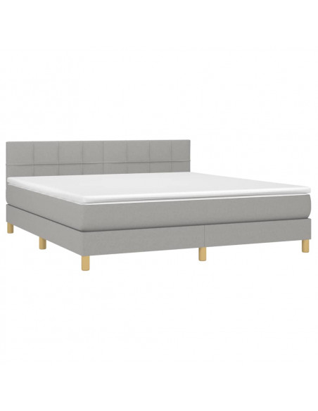 Letto a Molle Materasso e LED Grigio Chiaro 180x200 cm Tessuto