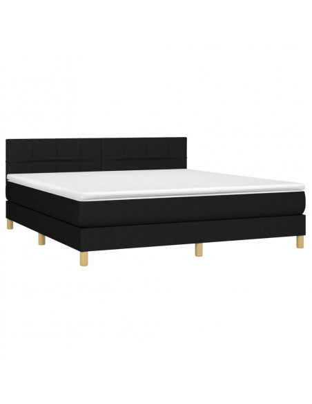 Letto a Molle con Materasso e LED Nero 180x200cm in Tessuto