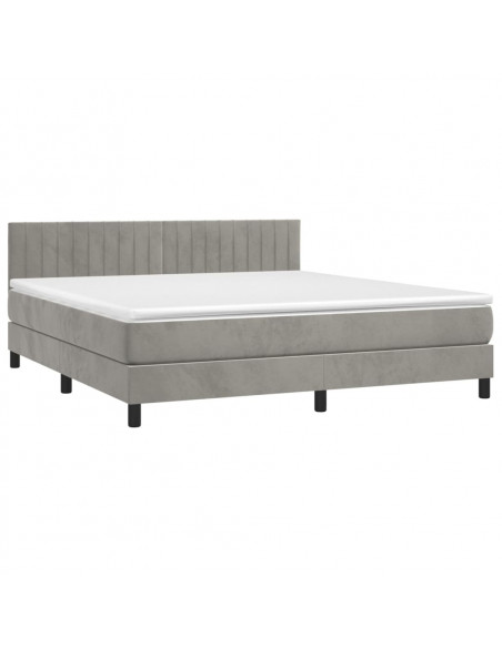 Letto a Molle Materasso e LED Grigio Chiaro 180x200 cm Velluto
