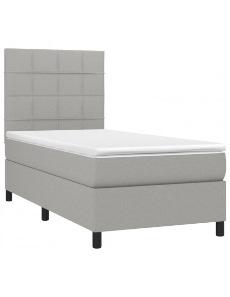 Letto a Molle Materasso e LED Grigio Chiaro 80x200 cm Tessuto