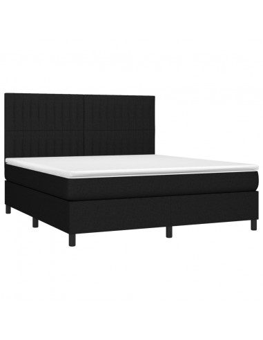 Letto a Molle con Materasso e LED Nero 180x200cm in Tessuto