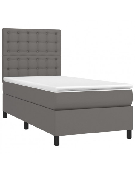 Giroletto Molle con Materasso e LED Grigio 100x200cm Similpelle