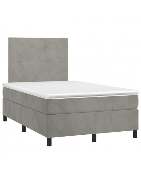 Letto a Molle Materasso e LED Grigio Chiaro 120x200 cm Velluto
