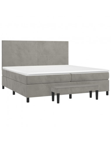 Giroletto a Molle con Materasso Grigio Chiaro 200x200cm Velluto