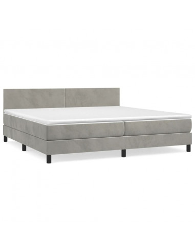 Giroletto a Molle con Materasso Grigio Chiaro 200x200cm Velluto