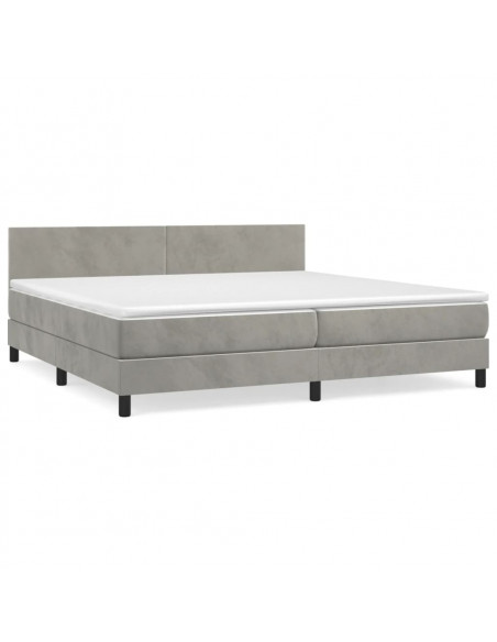 Giroletto a Molle con Materasso Grigio Chiaro 200x200cm Velluto