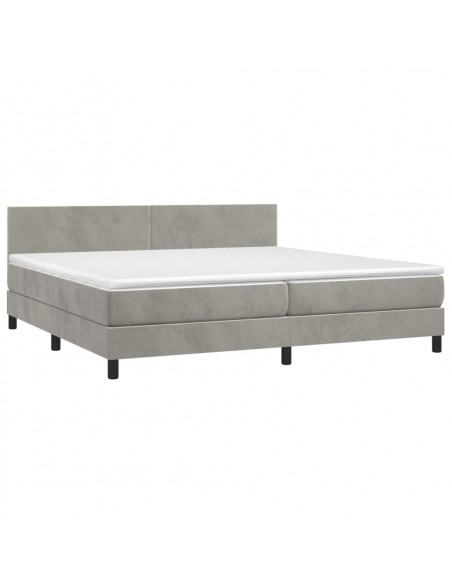 Giroletto a Molle con Materasso Grigio Chiaro 200x200cm Velluto