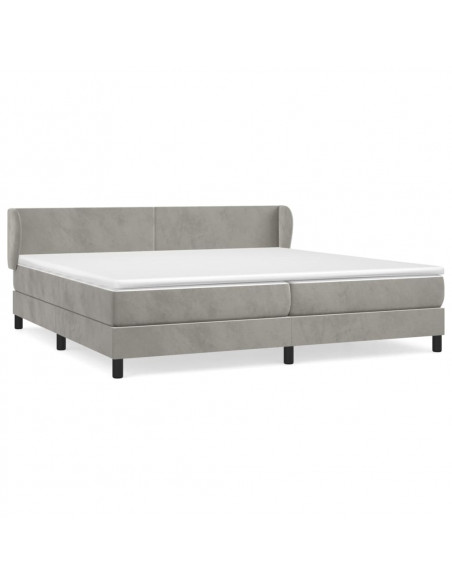 Giroletto a Molle con Materasso Grigio Chiaro 200x200cm Velluto