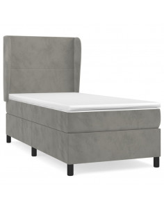 Giroletto a Molle con Materasso Grigio Chiaro 100x200cm Velluto 2