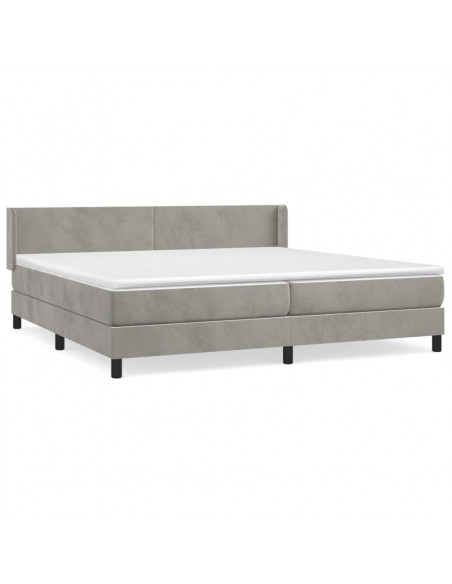 Giroletto a Molle con Materasso Grigio Chiaro 200x200cm Velluto