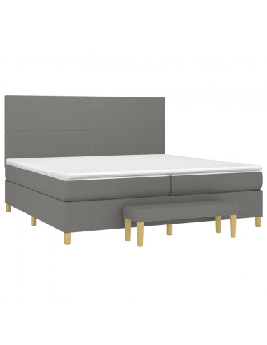 Giroletto a Molle con Materasso Grigio Scuro 200x200 cm Tessuto