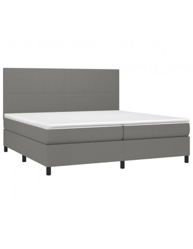 Giroletto a Molle con Materasso Grigio Scuro 200x200 cm Tessuto