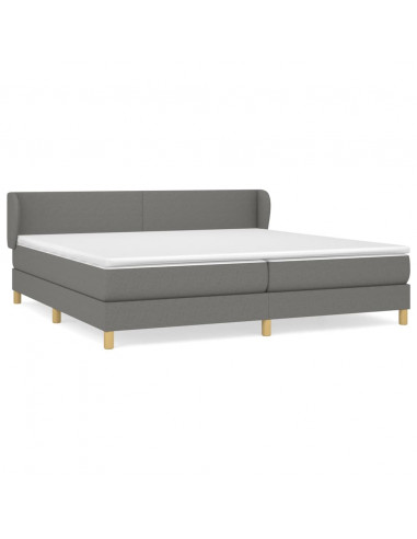 Giroletto a Molle con Materasso Grigio Scuro 200x200 cm Tessuto